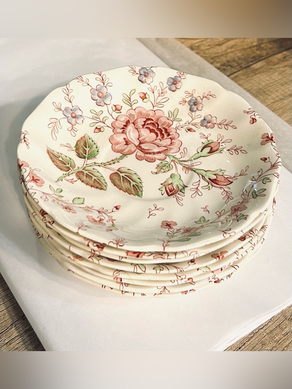 Johnson Brothers Rose Chintz Saucers Set of 8